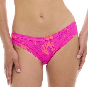 Body Glove Hot Pink Bikini Bottom with Orange Floral Print